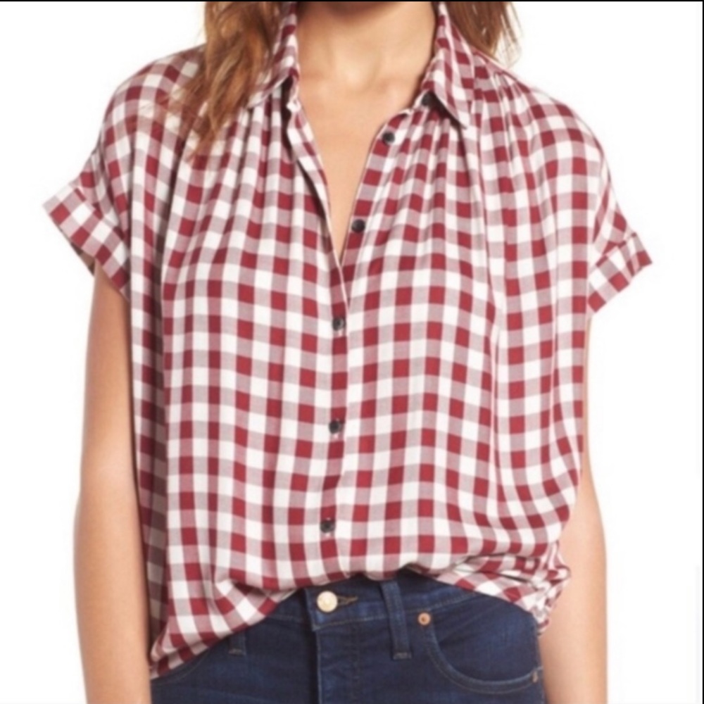 MADEWELL Central Red Gingham Print Shirt